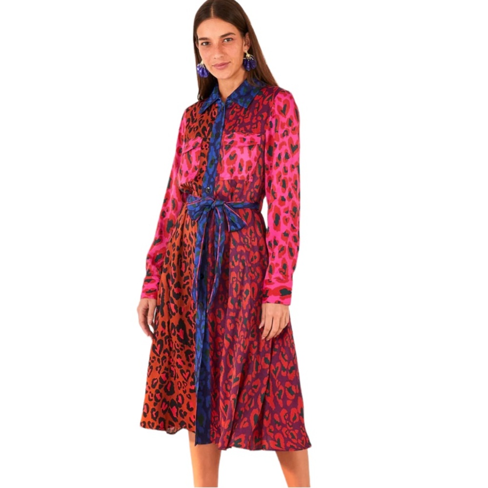 Farm Rio Mixed Leopard Pop Lenzing Ecovero Viscose Midi Dress M NWT - Picture 15 of 15